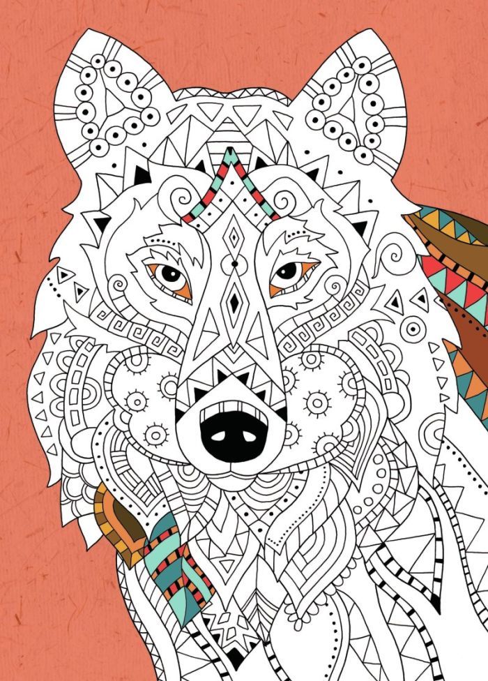 Felicity French - Wolf Colouring #adult #colouring: 