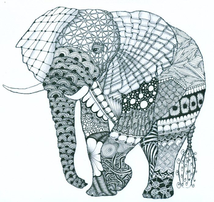 zentangle elephant: 