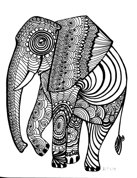 Elephant Pen and Ink drawing on Etsy: 
